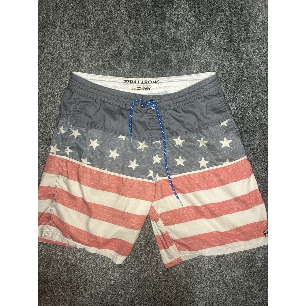 Billabong Boardshorts Men's 30 USA American Flag Stars Stripes Swim Surf Shorts